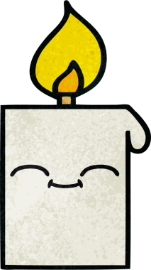 Bir insan tarafından çizilmiş yanan bir mumun retro grunge desen karikatürü