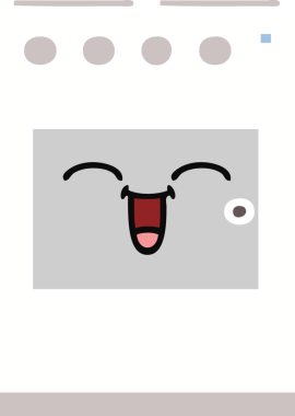 Bir insan tarafından çizilmiş mutfak fırınının düz renkli retro karikatürü