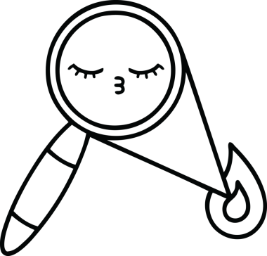 Bir insan tarafından çizilmiş bir büyüteç çizgi çizimi