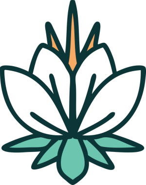 Bir insan tarafından çizilmiş bir nilüfer çiçeğinin ikonik dövme şekli