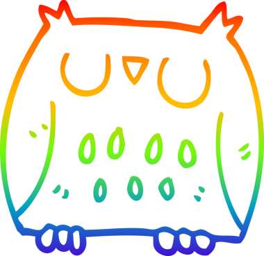 Bir insan tarafından çizilmiş mutlu baykuş çizgi çizimi.