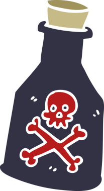 Bir insan tarafından çizilmiş bir karalama zehir şişesi.