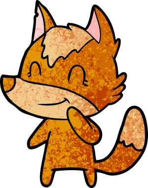 Bir insan tarafından çizilmiş tilki çizgi film karakteri