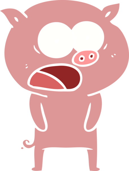 Bir insan tarafından çizilmiş düz renkli çizgi film domuzu.