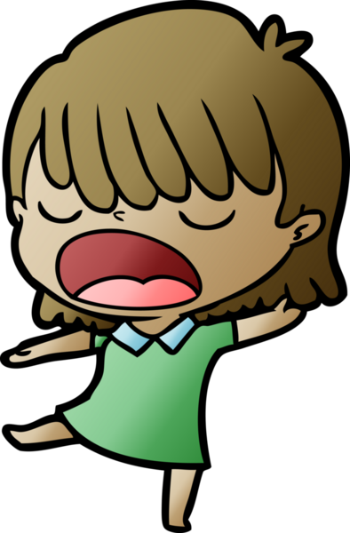 Çizgi filmdeki kadın bir insan tarafından yüksek sesle çizilmiş.