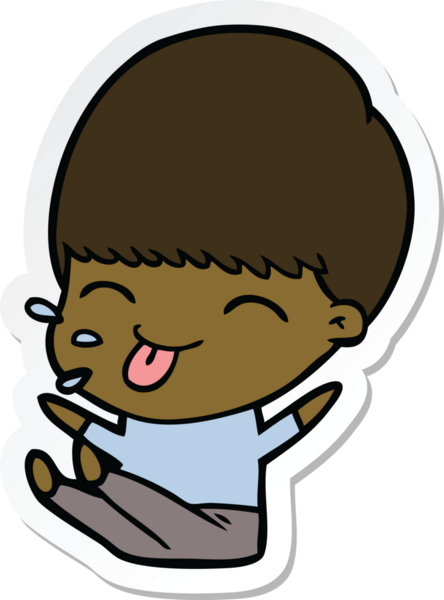 Bir insan tarafından çizilmiş bir çizgi film çocuğunun çıkartması.