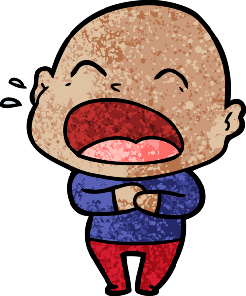 Bir insan tarafından çizilmiş kel adam diye bağıran çizgi film.