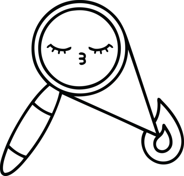 Bir insan tarafından çizilmiş bir büyüteç çizgi çizimi