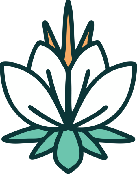 Bir insan tarafından çizilmiş bir nilüfer çiçeğinin ikonik dövme şekli