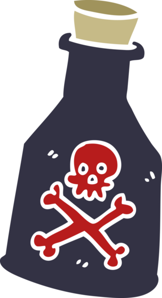 Bir insan tarafından çizilmiş bir karalama zehir şişesi.