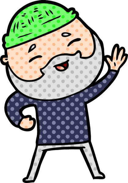 Bir insan tarafından çizilmiş mutlu sakallı bir adam.