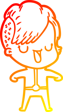 Hipster saç kesimi bir insan tarafından çizilmiş güzel bir çizgi film kızı çizimi.