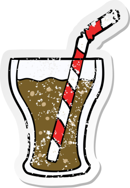 Bir insan tarafından çizilmiş bir kola karikatürünün sıkıntılı yapıştırması