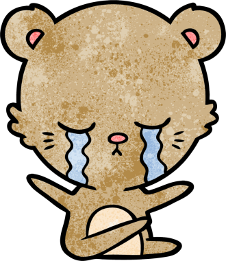 Bir insan tarafından çizilmiş ağlayan çizgi film ayısı.