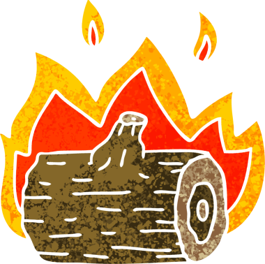 Bir insan tarafından çizilmiş tuhaf illüstrasyon tarzı karikatür kamp ateşi.