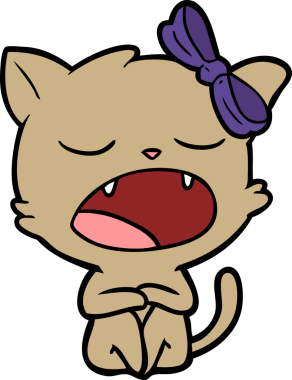 Bir insan tarafından çizilmiş esneyen kedi çizgi filmi.