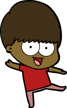 Bir insan tarafından çizilmiş mutlu çizgi film çocuğu.