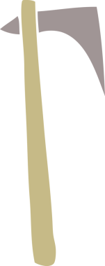 Bir insan tarafından çizilmiş keskin bir balta.