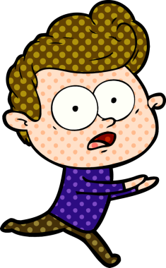 Bir insan tarafından çizilmiş çizgi film bakışlı adam.