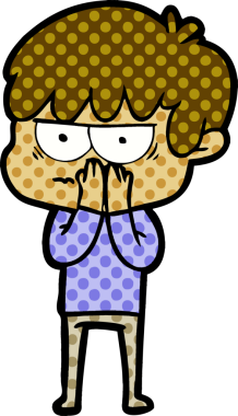 Bir insan tarafından çizilmiş sinirli çizgi film çocuğu.