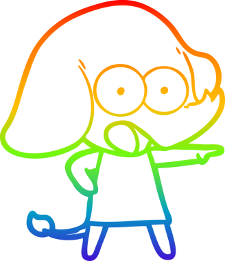 Gökkuşağı gradyan çizgisi bir insan tarafından çizilmiş şirin bir fil çizimi