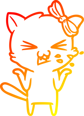 Bir insan tarafından çizilmiş çizgi film kedisinin sıcak çizgi çizimi