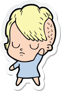 Bir insan tarafından çizilmiş bir karikatür kadının çıkartması.