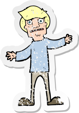 Bir insan tarafından çizilmiş bir karikatürün gerilimli çıkartması şaşırttı.