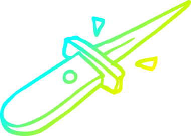 Bir çizgi film bıçağının soğuk gradyan çizimi bir insan tarafından çizilmiş.