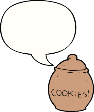 bir insan tarafından çizilmiş konuşma balonlu kurabiye kavanozu.