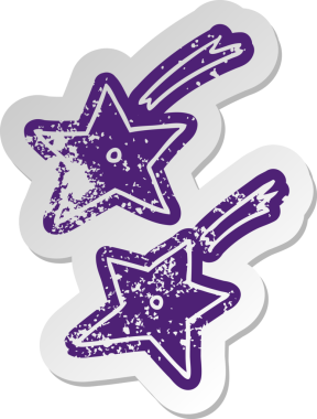 Bir insan tarafından çizilmiş ninja fırlatan yıldızların karikatür çıkartması.