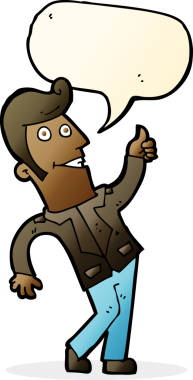 Çizgi filmci, bir insan tarafından çizilmiş konuşma baloncuğuyla baş parmak işareti yapıyor.