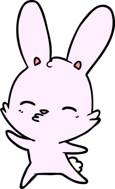 Bir insan tarafından çizilmiş garip sallanan tavşan çizgi filmi.