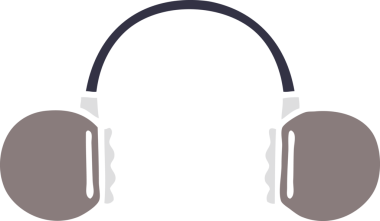 Bir insan tarafından çizilmiş eski bir kulaklığın düz renkli retro karikatürü