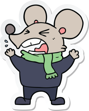 Bir insan tarafından çizilmiş kızgın bir farenin çıkartması.