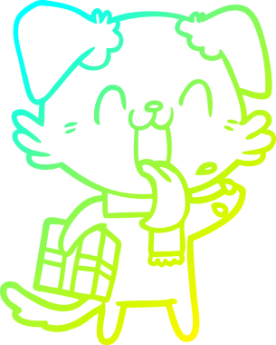 Bir insan tarafından çizilmiş, nefes nefese kalmış, çizgi film köpeği çizimi.