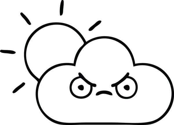 Bir insan tarafından çizilmiş güneş ışığı ve bulut çizimi