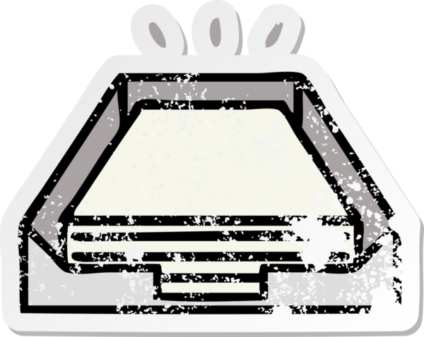 Bir insan tarafından çizilmiş kutudaki şirin bir karikatürün sıkıntılı çıkartması.