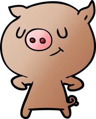 Bir insan tarafından çizilmiş mutlu çizgi film domuzu.