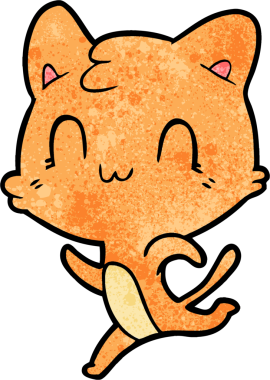 Bir insan tarafından çizilmiş mutlu bir kedi.