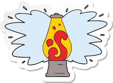 Bir insan tarafından çizilmiş retro lav lambasının çıkartması.