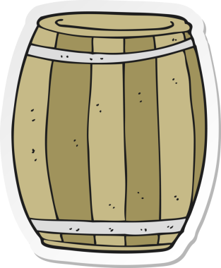 Bir insan tarafından çizilmiş karikatür fıçısının etiketi.