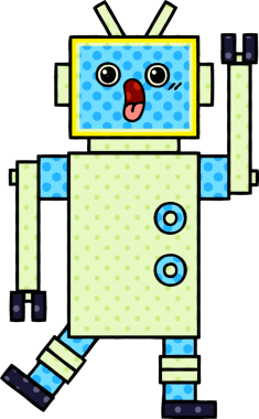 bir insan tarafından çizilmiş bir robotun çizgi roman tarzı