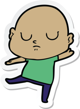 Bir insan tarafından çizilmiş kel bir adamın çıkartması.