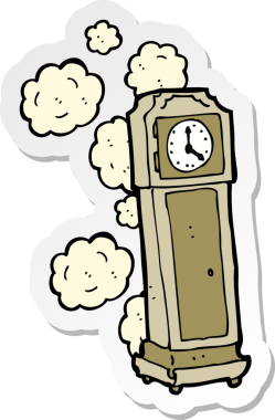 Bir insan tarafından çizilmiş eski bir büyükbaba saatinin çıkartması.