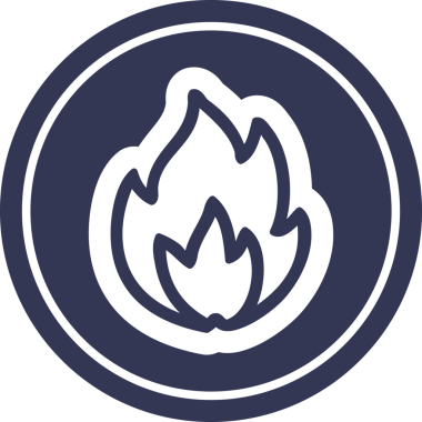 Bir insan tarafından çizilmiş basit alev dairesel simgesi