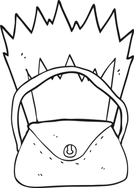 Bir insan tarafından çizilmiş siyah beyaz bir cüzdan.