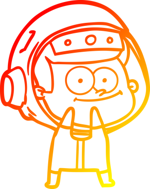 Bir insan tarafından çizilmiş mutlu bir astronot çizgi filminin sıcak gradyan çizimi