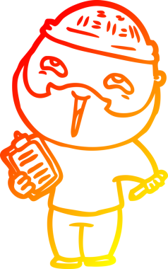 Bir insan tarafından çizilmiş mutlu sakallı bir adamın çizgi çizimi.