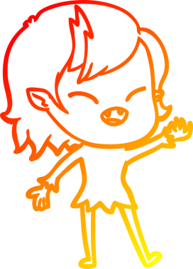 Bir insan tarafından çizilmiş gülen vampir kız çizgi filmi.